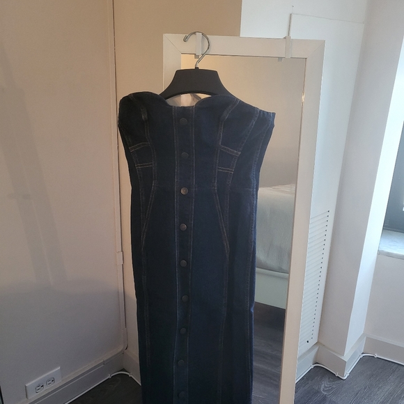 Veronica Beard Dark Blue Strapless Denim Dress - Picture 2 of 4